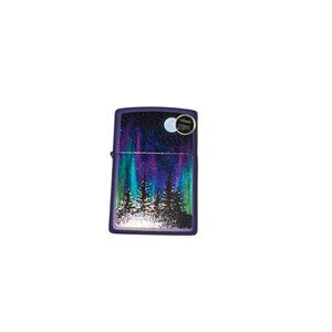 Zippo Northern Lights Aurora Design Lighter, Purple, Metal Case, Made in USA, Wi